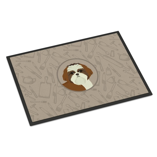 Carolines Treasures 24 x 36 in. Shih Tzu in the Kitchen Indoor or Outdoor Mat CK2210JMAT - main